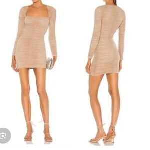 Michael Costello x Revolve franky taupe mini dress Sz Small